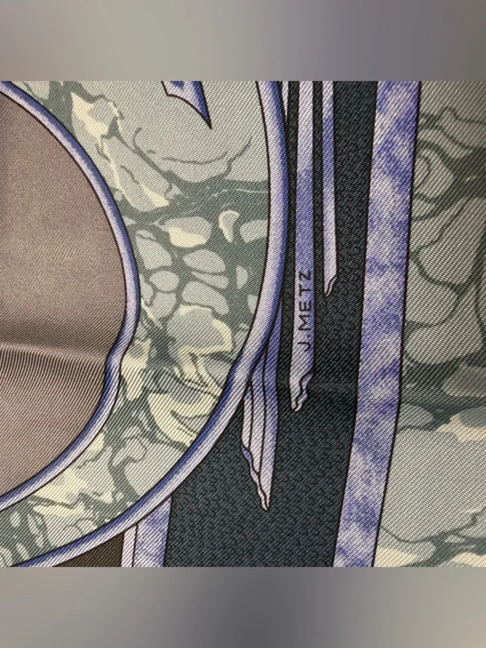Hermes Silk Scarf Gloria Soli Purple Blue Grey Sun Moon Stars Solar Astrology - Picture 8 of 12